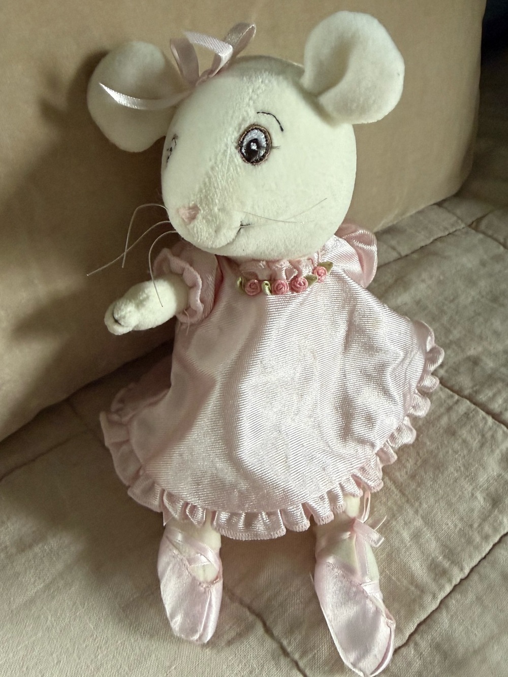 American Girl Doll Angelina Ballerina White Mouse Pink Tutu Plush Stuffed Animal